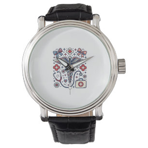 Montre Caducée Médical Vintage Nurse Patriotique Vecteur