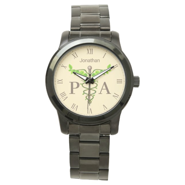 Montre Caduceus Green Feuille Médecin Beige Assistant (devant)