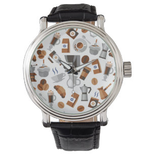 Montre Café Brown et Croissant Motif