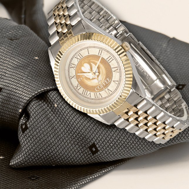 Montre Café personnalisé Cappuccino Vintage (Elegant watch featuring a coffee/cappuccino theme in vintage style )