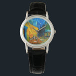 Montre Café Van Gogh Terrasse en soirée<br><div class="desc">Regarder Vincent van Gogh’s oil paint Café Terrace at Night (1888). Des étoiles jaunes peignent le ciel bleu nuit au-dessus d'un café en plein air en France. Un merveilleux cadeau pour les amateurs de post-impressionnisme et d'art hollandais.</div>