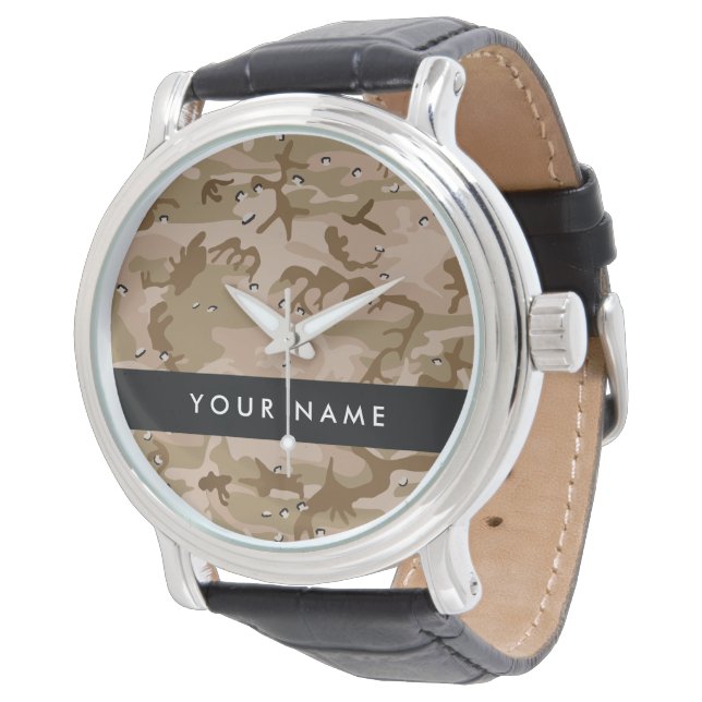 Montre Cailloux de camouflage du désert, Votre nom, Perso (Incliné)