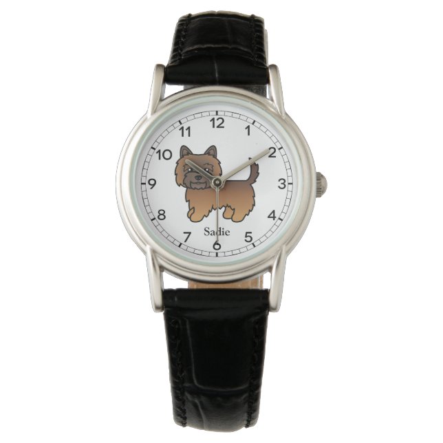 Montre Cairn Terrier Bringé Rouge Chien de Dessin Animé M (devant)