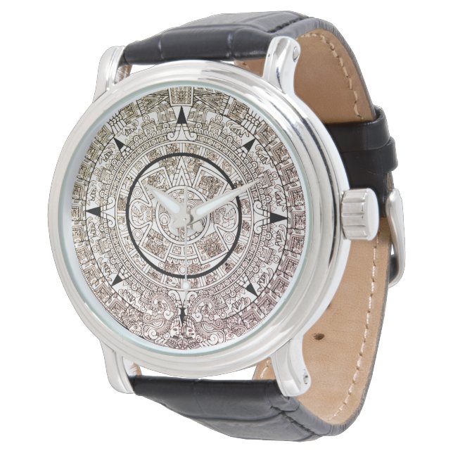 Montre Calendrier disque solaire aztèque (Incliné)