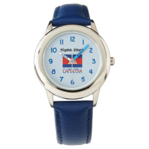 Montre Cambodge Drapeau Cambodgien Nom Personnalisé