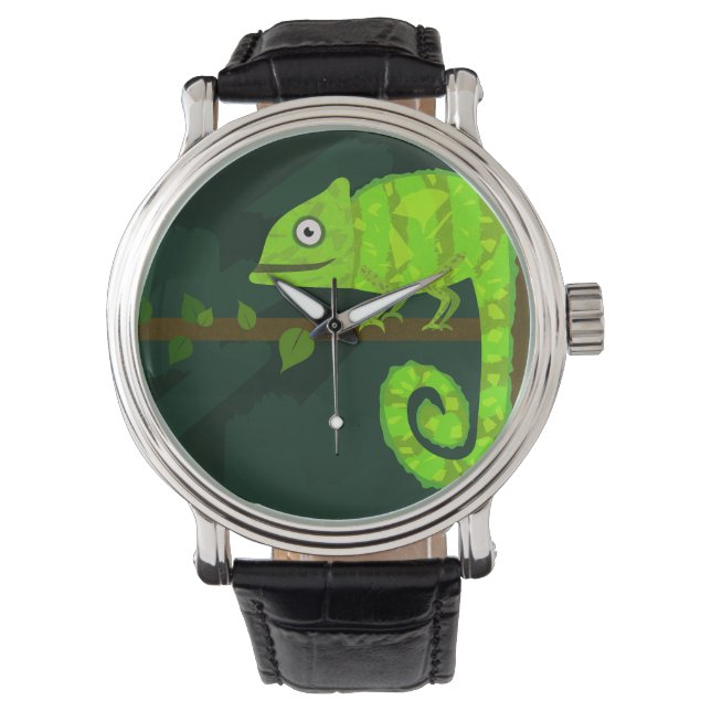 Montre Caméléon mignon vert (devant)