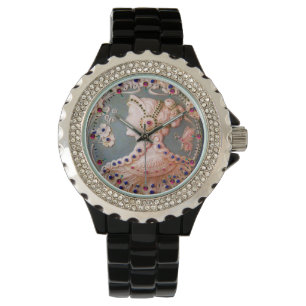 MONTRE CAMEO ANTIQUE / DAME AVEC BOUTEILLE ET FLEURS