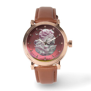 MONTRE CAMEO ANTIQUE, DAME DE LUNE DE NUIT AVEC OWL