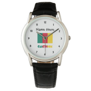 Montre Cameroun et drapeau camerounais avec votre nom