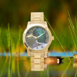 Montre Camion de canard de mer vert<br><div class="desc">Montre à poignet élégant pour homme avec chiffres noirs qui présente l'image de la tête verte,  mâle Mallard Duck. Sélectionnez votre montre dans plusieurs styles.</div>