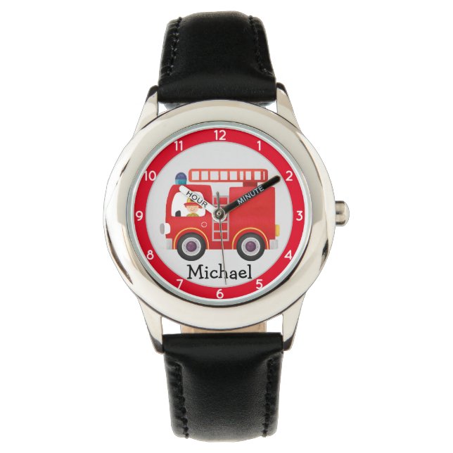Montre Camion de feu rouge moderne Nom personnalisé (devant)