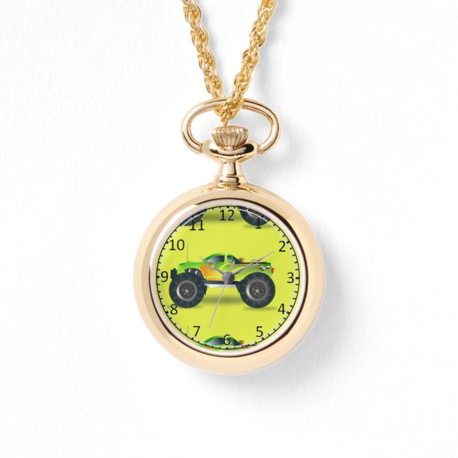 Montre Camion Monster sur le vert citron (Recto)