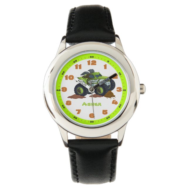 Montre Camion Monster Vert Personnalisé Éducatif (devant)