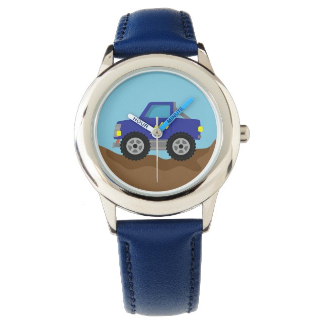 Montre Camion Monstre Bleu de Course, pour Garçons (devant)