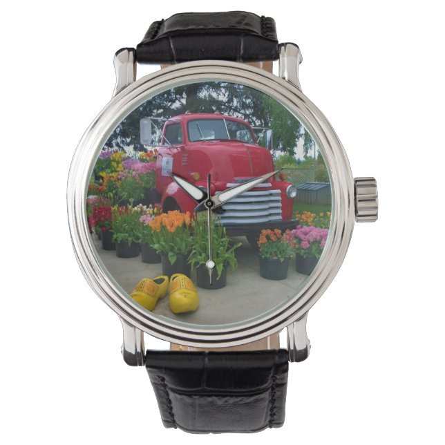 Montre Camion rouge avec tulips, Oregon (devant)