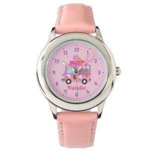 Montre Camionnette de Glace Rose Violet Sucrée Pour Fille