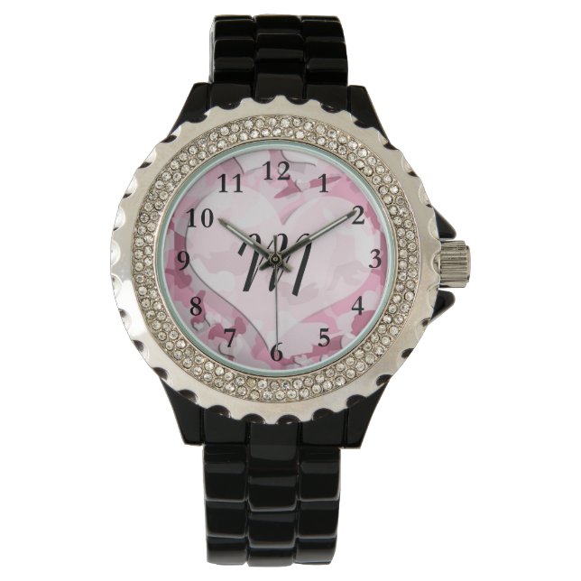 Montre Camo mignon et coeur Monogramme personnalisé (devant)