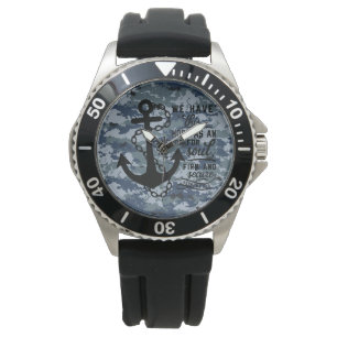 Montre Camouflage bleu Ewatch pour hommes en acier inoxyd