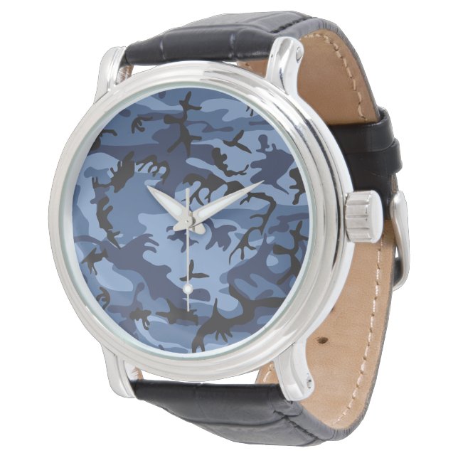 Montre Camouflage bleu marine, Militaire, Armée (Incliné)