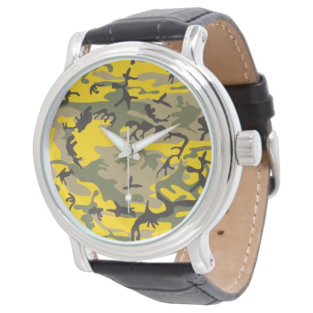 Montre Camouflage jaune et vert, Militaire, Armée (Incliné)