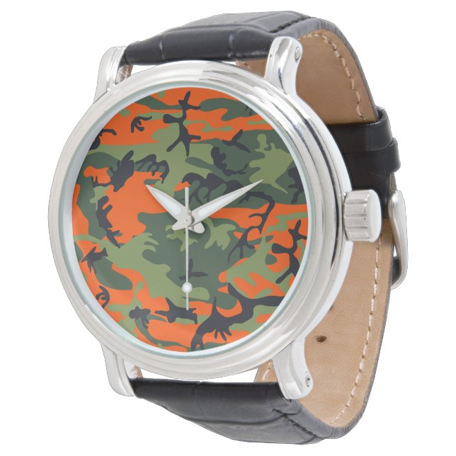 Montre Camouflage orange et vert, Militaire, Armée (Incliné)