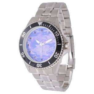 Montre Camouflage Pastel Bleu Motif Abstrait Homme