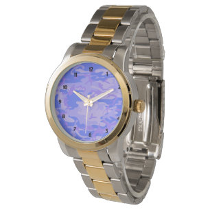 Montre Camouflage Pastel Bleu Motif Abstraite Femmes