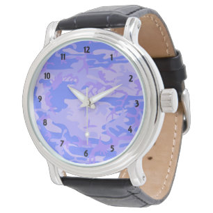 Montre Camouflage Pastel Blue Motif Abstrait