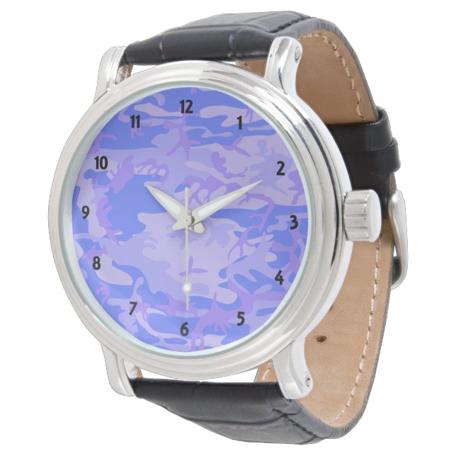 Montre Camouflage Pastel Blue Motif Abstrait (Incliné)