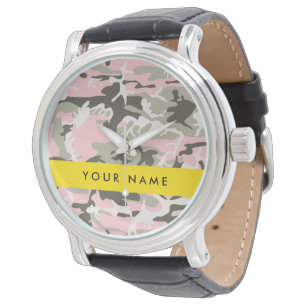 Montre Camouflage rose et vert Personnalisez votre nom