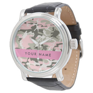 Montre Camouflage rose et vert Personnalisez votre nom