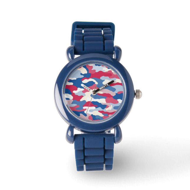 Montre Camouflage rouge blanc et bleu (Recto)