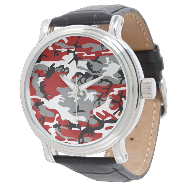 Montre Camouflage rouge et gris, Militaire, Armée (Incliné)