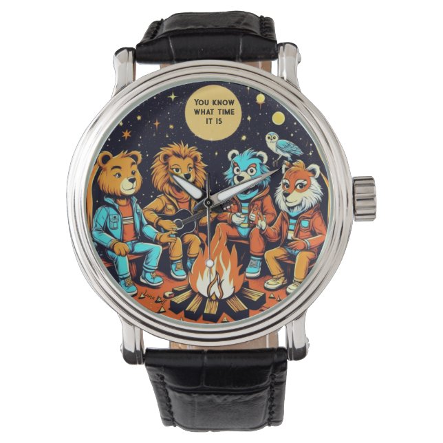 Montre Camp Fire Watch - Retro Animaux Chante un long (devant)