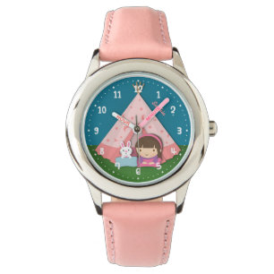 Montre Camp Teepee Tent Bunny Girls Personnalisé