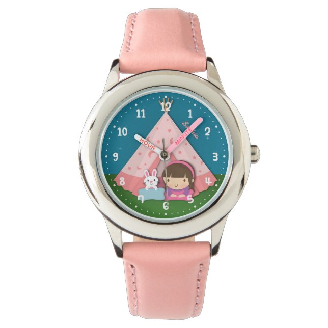 Montre Camp Teepee Tent Bunny Girls Personnalisé (devant)