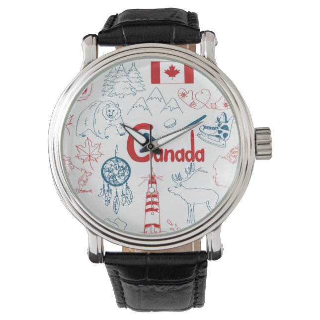 Montre Canada | Motif de symboles (devant)