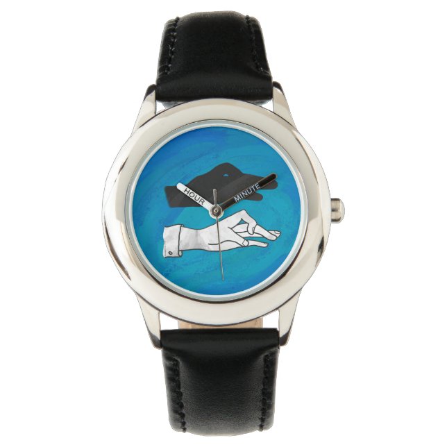 Montre Canard noir sur bleu (devant)