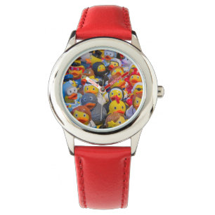 Montre Canards en plastique jaune habillés