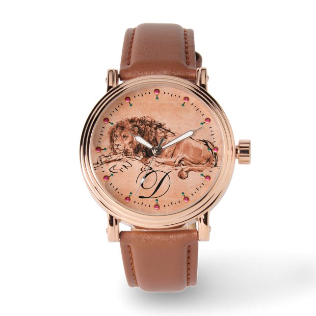 Montre CAPE LION MENANT VERS LE BAS, Antique rouge Brown  (Recto)