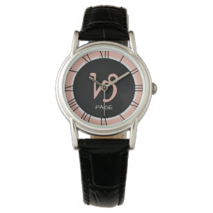 Montre Capricorne Signe Zodiac Rose rose gris Nom personn