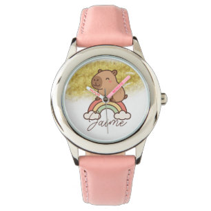 Montre Capybara arc-en-ciel pour enfants mignons