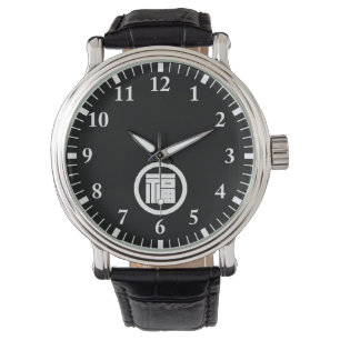 Montre Caractère kanji carré pour FUKU en cercle