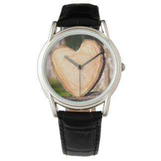 montre cardiaque en bois