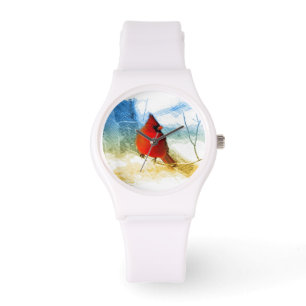 Montre Cardinal rouge de Noël primitif de pays occidenta