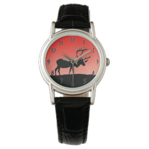 Montre Caribou au coucher du soleil - Art original de la 