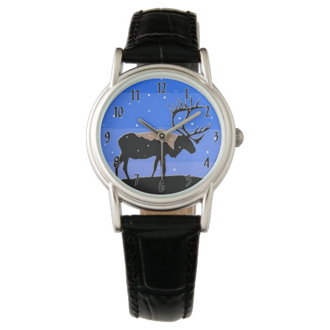 Montre Caribou en hiver - Art original de la faune (devant)