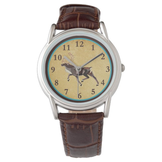 Montre Caribou/Reindeer d'art populaire (devant)