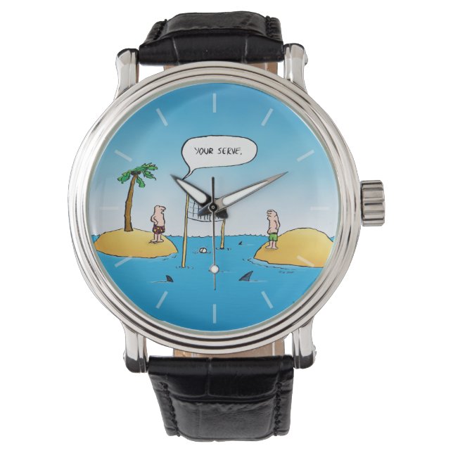 Montre Caricature amusante de Shark Volleyball (devant)