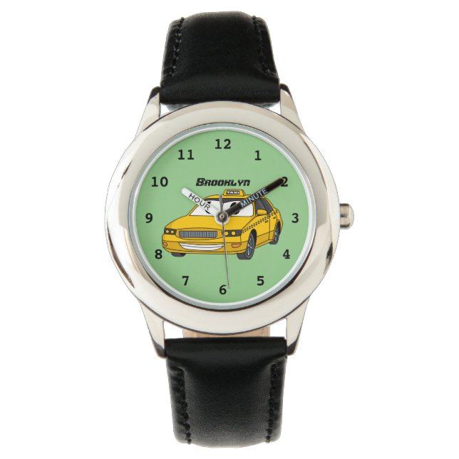 Montre Caricature amusante de taxi jaune mignon (devant)